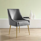 Modway - Discern Velours Performance Rembourré Chaise à manger - Gris-Tissu résistant aux taches durable