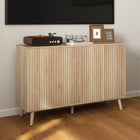 HOMCOM - Buffet 47,2 po L avec rangement - chêne-Deux armoires avec étagères réglables sur trois niveaux pour un rangement flexible et spacieux 