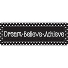 Ashley Productions - The Original Fun Mat - Mat Runner - 15 -5" x 47" - Rêve Crois - Réalise - Noir avec des Points Blancs.-Mesures et design : Le tapis de course Dream Believe, Achieve, noir avec des points blancs, mesure 15,5 po x 47 po.