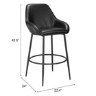 Zuo - Vila Tabouret de bar - Noir - Ensemble de 2-Dimensions: 24,0 po L x 22,4 po L x 42,5 po H