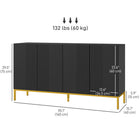 HOMCOM - Buffet 55,1 po L, armoire de rangement - noir-Charnières amorties assurant une ouverture et une fermeture en douceur des portes 
