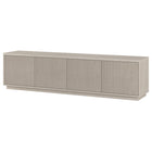 Hudson&Canal - Meuble TV Hanson pour téléviseurs jusqu'à 85 pouces - Blanc aulne-Le dessus a une capacité de poids de 75 lb, les étagères inférieures peuvent supporter 25 lb chacune