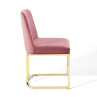 Modway - Amplify Base de traîneau Performance Velvet Chaises de salle à manger Ensemble de 2 - Rose Poussiéreuse d’Or-Rembourrage en mousse dense