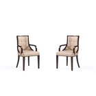 Manhattan Comfort - Lot de 2 fauteuils de salle à manger traditionnels Fifth Avenue 57 cm, revêtement simili cuir et velours, coloris beige-Fauteuil de salle à manger traditionnel pour usage en salle à manger lot de 2