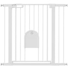 PawHut - Barrière pour animaux de compagnie extra large 30"-41" avec petite porte - 35"H - Blanc-Cette barrière de sécurité pour escaliers permet à la porte de s’ouvrir dans les deux sens