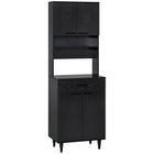 HOMCOM - Armoire de cuisine 71 po, buffet, vaisselier et support à micro-ondes - noir-Design moderne et épuré avec des lignes géométriques simples et un placage effet bois qui s'adapte parfaitement à votre intérieur 