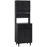 HOMCOM - Armoire de cuisine 71 po, buffet, vaisselier et support à micro-ondes - noir-Design moderne et épuré avec des lignes géométriques simples et un placage effet bois qui s'adapte parfaitement à votre intérieur 
