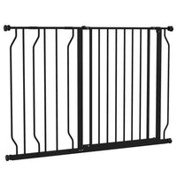 PawHut - Porte pour Chien Extra Large 30" - 45" L avec Système de Verrouillage Double - Noir-Bloc de verrouillage inférieur pour une stabilité accrue