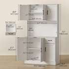 HOMCOM - Armoire de garde-manger 71 po avec station de recharge - blanc-La multiprise intégrée comprend deux ports CA et deux ports USB pour la recharge 