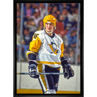 Mario Lemieux Pittsburgh Penguins Stare sur toile - Toile encadree - 22" x 31"-Impression sur toile de qualité supérieure avec bordures enveloppées