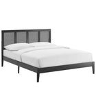 Modway - Sirocco Rotin et bois Lit plateforme Queen, Noir-Assemblée requise