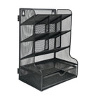 ShoppingAll - Organisateur de bureau Mesh avec 9 compartiments-Agencement 9 sections : fentes à dossiers, espace pour stylos, petits plateaux et tiroir