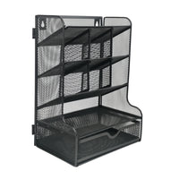 ShoppingAll - Organisateur de bureau Mesh avec 9 compartiments-Agencement 9 sections : fentes à dossiers, espace pour stylos, petits plateaux et tiroir