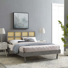 Modway - Sidney Canne et bois Lit plateforme Queen avec pieds angulaires, Gris-Assemblée requise