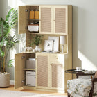 HOMCOM - Armoire de cuisine avec comptoir ouvert et vaisselier - bois naturel-2 grands placards à 2 portes et 2 placards à une porte pour les objets plus volumineux 