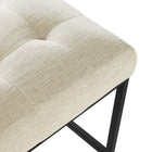 Modway - Privy Acier inoxydable noir Tissu rembourré Tabouret de comptoir - Noir beige-Capacité de poids du banc : 331 lb