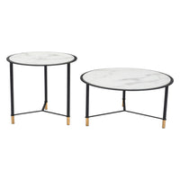 Zuo - Davis Table basse - Blanc/Noir - Ensemble de 2-Fini terrazzo imitation marbre au look moderne raffiné