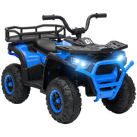 Qaba - Véhicule électrique pour enfants 12V à batterie avec 4 roues à suspension à ressort - bleu-Quatre roues à bande de roulement avec suspension assurent des trajets en douceur sur différents terrains 