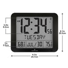 Marathon – Horloge murale atomique avec température intérieure/extérieure, noir (CL030027FD-BK)-Choisissez d'afficher l'heure dans 8 fuseaux horaires différents avec l'option d'activer ou de désactiver l'heure d'été