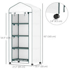 Outsunny - Serre portable 27 po L x 20 po l x 65 po H avec 4 étagères et roulettes, blanc-Assez spacieux pour accueillir un grand nombre de plantes et de fleurs
