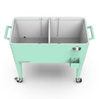 Permasteel - Glacière de patio rétro 80 pintes sur roulettes avec séparateur - menthe-Le bouchon de drainage permet de vider facilement la glace fondue et l’excès d’eau.