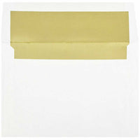 JAM Paper Enveloppes d'invitation A8 doublées d'aluminium - 5,5 x 8,125 po - Blanc avec feuille d'or - paquet de 50-Couleur : blanc avec doublure en feuille d'or, La feuille donne à l’enveloppe une brillance naturelle
