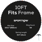 Soozier - Tapis de remplacement pour trampoline avec 8 rangées de coutures, convient à un trampoline de 10 pi (ressorts non inclus), noir-Convient à un trampoline rond de 10 pi avec 54 anneaux en V, utilisant des ressorts de 5,5 po (14 cm)