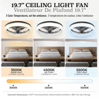 Bell+Howell - Ventilateur de plafond CannonX à profil bas de 50 cm (19,7 po) avec éclairage et télécommande - Noir-Le moteur silencieux fonctionne à moins de 35 dB au réglage le plus bas pour un sommeil réparateur, la lecture et le travail concentré