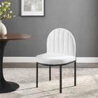 Modway - Isla Chenal Touffé Tissu rembourré Fauteuil d’appoint de salle à manger - Noir Blanc-Base en acier inoxydable noir mat