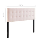 Modway - Lily Biscuit Touffé Performance Velvet Tête de lit complète, Rose-Sellerie en velours en polyester