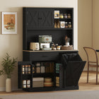 HOMCOM - Armoire 69 po avec station de charge - noir-Un grand plan de travail offre de l’espace pour la préparation des repas et les petits appareils électroménagers 