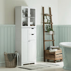 HOMCOM - Armoire de rangement moderne haute pour salle de bain ou cuisine - blanc-Les étagères réglables en hauteur dans les armoires permettent d’adapter le rangement selon les besoins 
