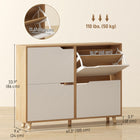 HOMCOM - Armoire à chaussures avec 4 tiroirs basculants - bois naturel-Design moderne avec poignées rainurées qui s’intègre facilement à tout décor intérieur 