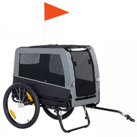 PawHut - Remorque pour chien à vélo, chariot pour chien pour bicyclette avec pieds de support-Cadre métallique stable avec tissu Oxford 600D pour une utilisation durable 