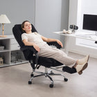 Vinsetto - Fauteuil de bureau massant inclinable avec hauteur réglable et repose-pieds - noir-Faites une pause et détendez-vous avec un angle d’inclinaison de 135° et un repose-pieds 