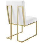 Modway - Privy Acier inoxydable doré Tissu rembourré Chaise d’accent pour salle à manger - Or Blanc-Rembourrage en mousse dense