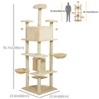 PawHut - Grand arbre à chat 79 po avec poteaux à griffer, hamac - beige-Poteaux en sisal pour griffer et faire les griffes			 