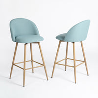 Homy Casa - Tabourets de Bar 26'' avec Siège Tissu Bleu - Paquet de 2-Design Confortable : Dossier courbé ergonomique et siège rembourré pour un confort optimal.