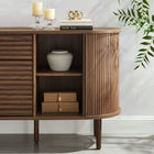 Modway - Harlan 67" cannelé Armoire ovale à buffet - Noyer-Glissières de plancher sans marquage