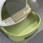 PawHut - boîte à litière pour chat, modèle fermé avec couvercle, pelle - vert-Conception anti-éclaboussures avec pédale anti-fuites pour réduire les salissures 