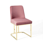 Modway - Amplify Base de traîneau Performance Velvet Fauteuil d’appoint de salle à manger - Rose Poussiéreuse d’Or-Fauteuil à manger Glam Deco