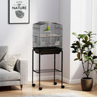 PawHut - Cage à oiseaux 49 po H avec accessoires, roulettes, support amovible, rangement - noir-Deux grandes portes et cinq petites portes pour un accès pratique à l’intérieur 