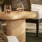 Modway - Elowen Intérieur - Terrasse extérieure Faux travertin texturé Table d’appoint - Travertin-Base cylindrique à piédestal simple