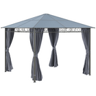 Outsunny - Pavillon à toit rigide 10 pi l x 10 pi L - pavillon de patio extérieur - gris foncé-Pavillon pratique avec une conception haute et spacieuse