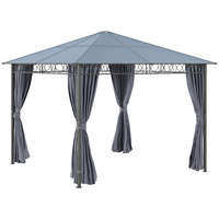 Outsunny - Pavillon à toit rigide 10 pi l x 10 pi L - pavillon de patio extérieur - gris foncé-Pavillon pratique avec une conception haute et spacieuse