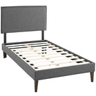 Modway - Amaris Tissu Lit plateforme jumelle avec pieds carrés effilés, Gris-Rembourrage fin en polyester