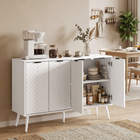 HOMCOM - Buffet moderne 47 po avec portes de rangement multiples - blanc-Équipé de deux étagères réglables pour accueillir des objets de différentes hauteurs 