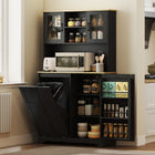 HOMCOM - Armoire de cuisine avec station de recharge et compartiment pour poubelle - noir-Le meuble basculant peut contenir une poubelle de 7 gallons 