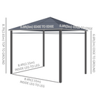 Outsunny - Pavillon à toit rigide 10 pi l x 10 pi L - pavillon de patio extérieur - gris foncé-Rideaux à fermeture éclair double face pour créer un espace privé