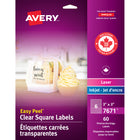 Avery - Étiquettes carrées transparentes - 3po x 3po - 60 Étiquettes-Étiquettes d'expédition transparente